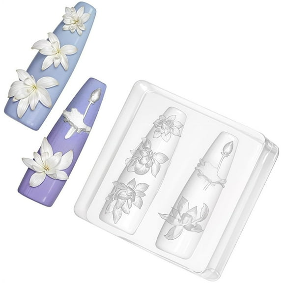 Silicone Nail Molds 3D Flowers Nail Art Mold 3D Lotus Flower Nail Design Silicone Mold Resin Molds Flower Blossom Petals Nail Decor Supplies Accessories for DIY Nail Decor Nail Tools