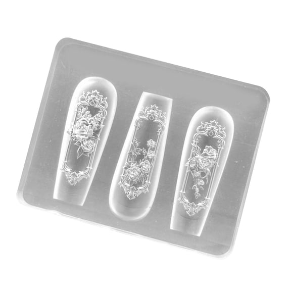 Silicone Nails Art Template for Nails Decoration Embossed Rose Window Accessories Mold Manicure Embossing Tool