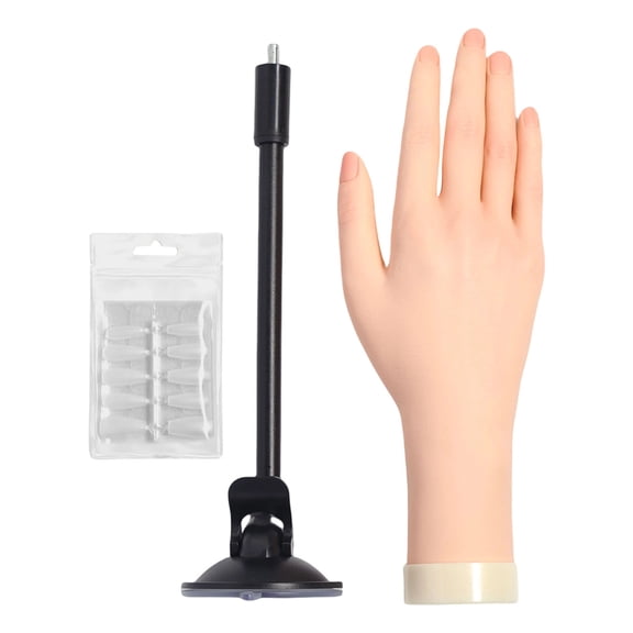 Silicone Nails Practice Hand Model With Interchangeable Tips And Slip Proof Base For Realistic Training