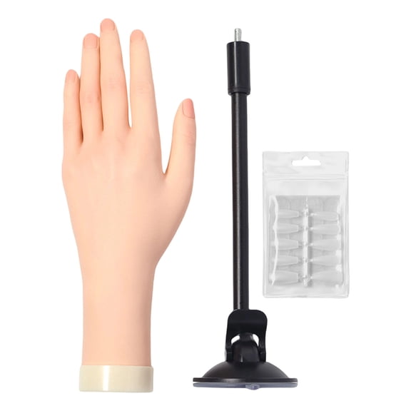 Silicone Nails Practice Hand Model With Interchangeable Tips And Slip Proof Base For Realistic Training
