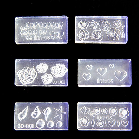 Silicone Nails Stamp Mold with Ornate Embossed Patterns Manicure Templates For Beginners And Experts