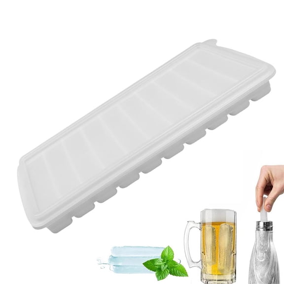 Silicone Narrow Ice Stick Cube Tray, Long Ice Stick Tray Silicone with Lid, Water Bottle Ices Cube Trays for Freezer, Easy Release Flexible Strip Shaped Ices Maker Mold for Juice Cocktail