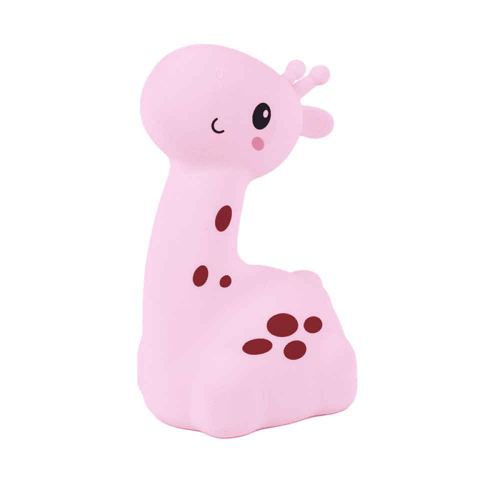 Silicone Night Light Bedroom Bedside Sleeping Giraffe Lamp Atmosphere (Pink)7-Color Remote Control