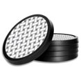 thumbnail image 1 of Silicone Non-Slip Drink Coasters with Removable Printed Absorbent Felt Pad - Set of 4 - Gray & White Cross Hatch, 1 of 3