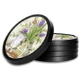 thumbnail image 1 of Silicone Non-Slip Drink Coasters with Removable Printed Absorbent Felt Pad - Set of 4 - Lavender, 1 of 3
