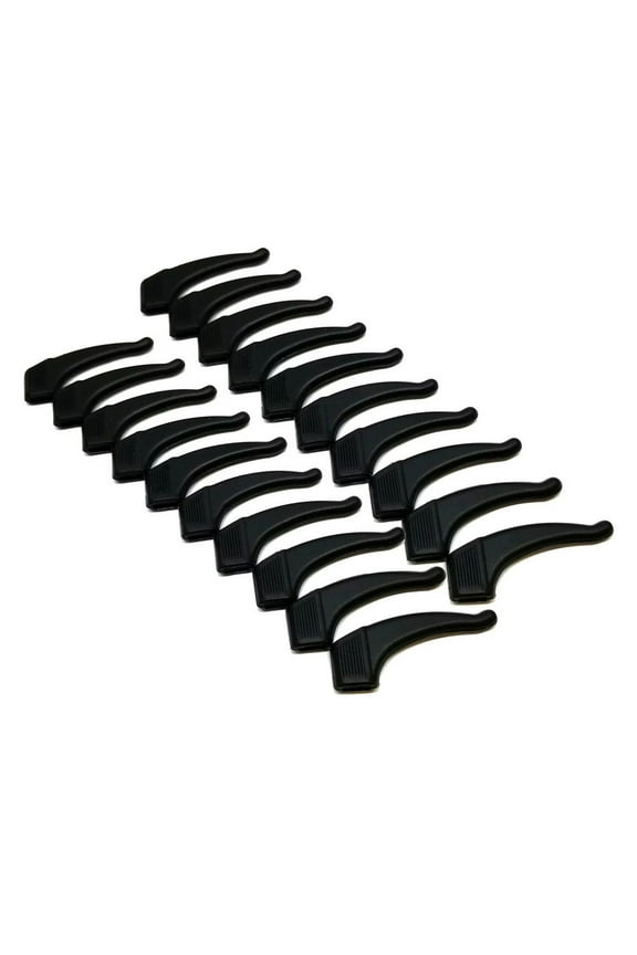 Silicone Non-Slip Ear Hook Hooks for Glasses, 10 Pairs - Durable Anti-Slide Grips for Eyeglass & Sunglass Frames, Ear Cushion for Behind the Ear, for Reading Glasses, Daily Use(Black,1.3x0.4")