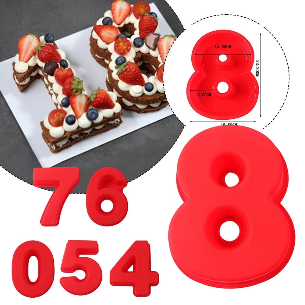 Silicone Non-Stick 3D Red 10Inch Baking Wedding Cake Number Large ...