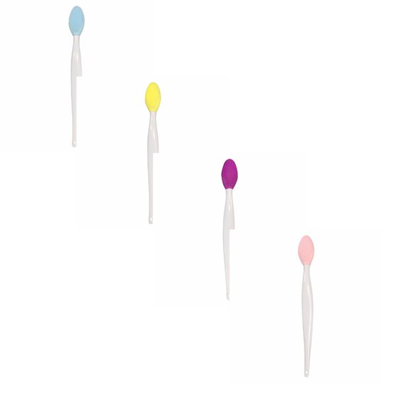 Silicone Nose Brushes, 4 Pcs (Blue + Yellow + Purple + Pink) - Silicone Nose Brush Cleaning Blackhead Double Sided Massage Brush Nose Brush Lip Brush Beauty Cleaning Tool, Easter M Makeup Organizers