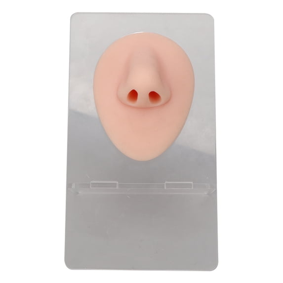 Silicone Nose Model 3D Simulated Nose Model with Acrylic Stand for Piercing Practice Jewelry Display Medium Skin Color