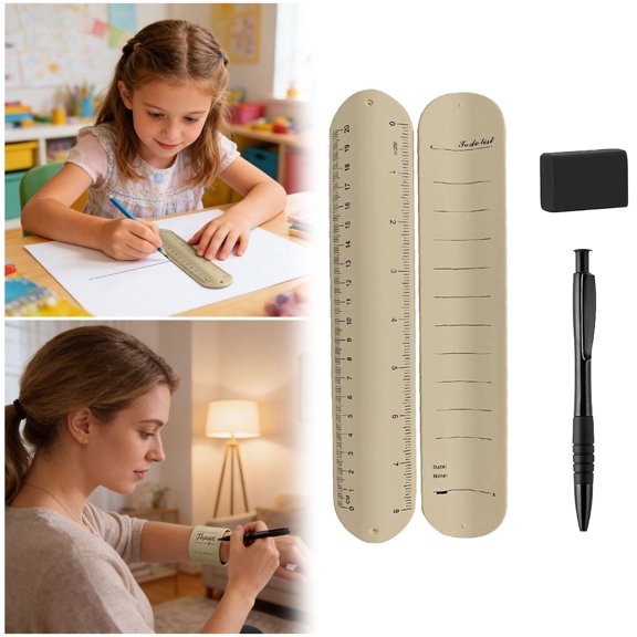 Silicone Note Wristband with Pen & Eraser - Reusable Snap Bracelet Reminder for Daily Tasks, Craft Notes & Quick Memos, Portable Wearable Notepad