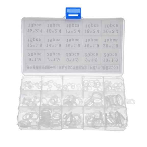 Silicone O-Ring Kit, 225pcs Metric Sealing Rings Assortment Set White