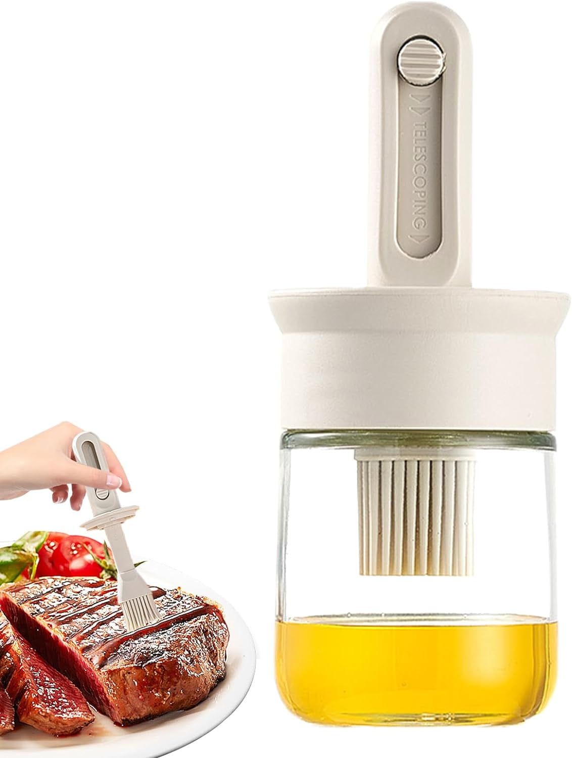 Silicone Oil Brush Bottle, 2 in 1 Oil Dispenser Bottle Kitchen Oil