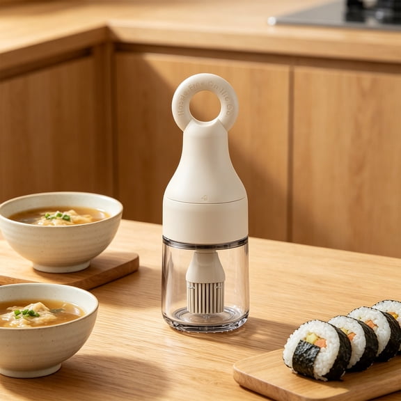Silicone Oil Brush One-Piece Non-Shedding, Sealed for Fresh-Keeping, Outdoor Cooking & Grilling, High-Temp Dishwasher Safe White