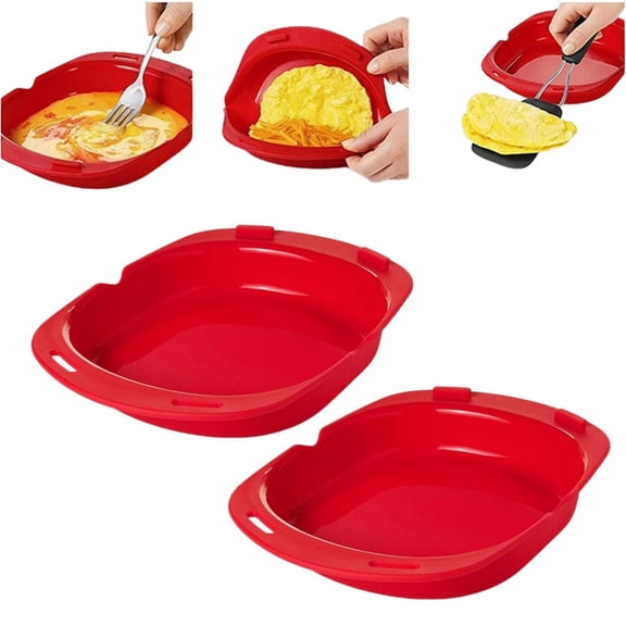 Silicone Omelet Maker, Microwave Omelette Maker Silicone, Nonstick Cooking Tray for Breakfast, Easy Egg Poacher Kitchen Gadget with Compact Storage Design (2 Pack)