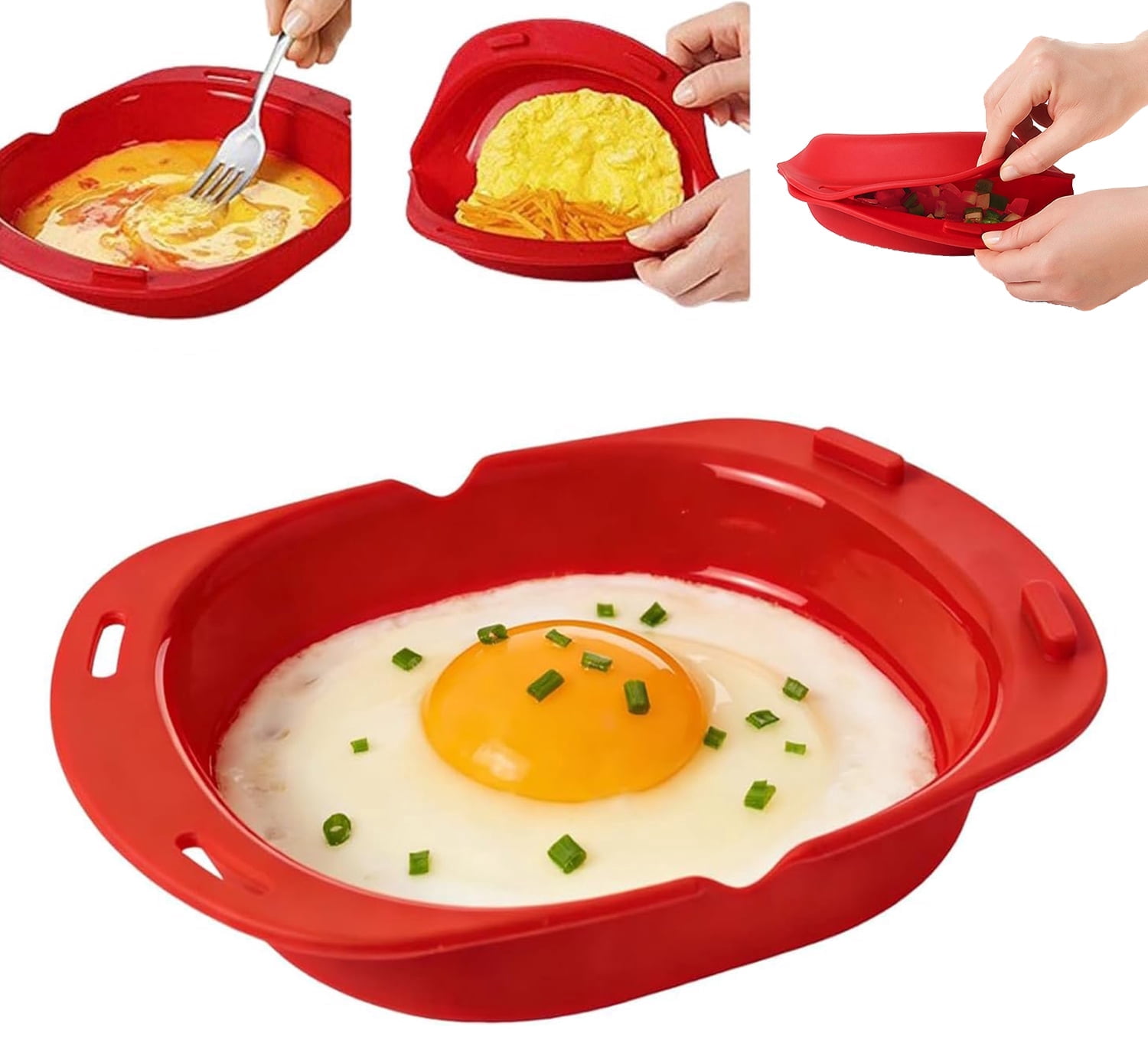 Silicone Omelet Maker, Silicone Microwave Omelet Maker, Microwave Omelette Maker Silicon𝐞,Nonstick Cooking Tray for Breakfast, Easy Egg Poacher Kitchen Gadget, BPA-Free (1)
