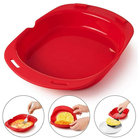 Silicone Omelette Maker Microwave Oven Non Stick Omelette Maker Egg Roll Baking Plate Pan Omelette Maker Red