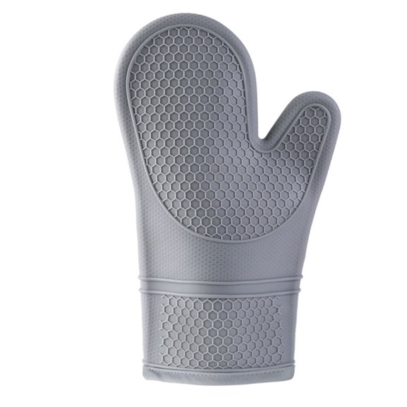 Silicone Oven Gloves Heat Resistant up to 300°C with Insulated Terry Cloth Lining, Non-Slip Textured Grip for Cooking, Baking, Grilling and Barbecue, Hanging Loop for Easy Storage, M(B)