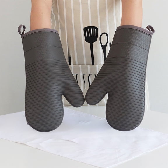 Silicone Oven Gloves, Non Slip Kitchen Baking Gloves, Extra Long Thickened Silicone Mitts for Grill, Microwave, and Stove, Easy Clean Dishwasher Safe, 1 Pack