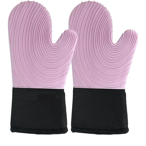 HEETLY 13.6-Inch Extra Long Waterproof Silicone Oven Mitts, 1-Pair Set, 500°F Heat Resistant, Purple