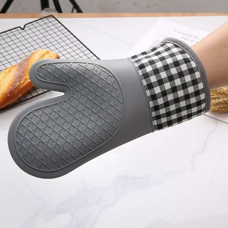 Silicone Oven Mitts Grippy Design, Soft Lining Silicone Oven Gloves Oven  Mits Set for Cooking Baking Kitchen Mittens Pot Holders 