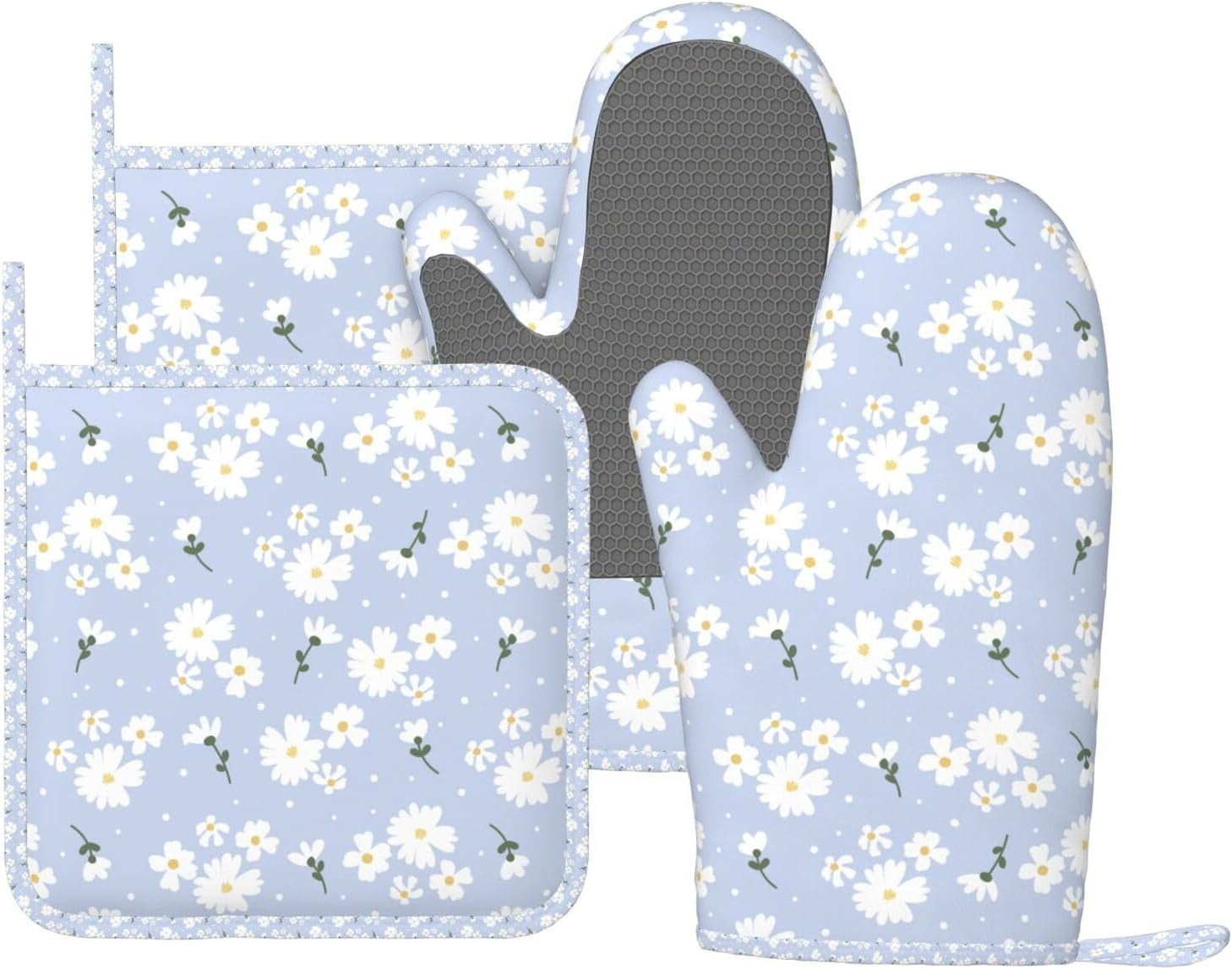 Silicone Oven Mitts Pot Holders Set Non-Slip Heat Resistant Kitchen Gloves Potholders 4 Pack Mitt