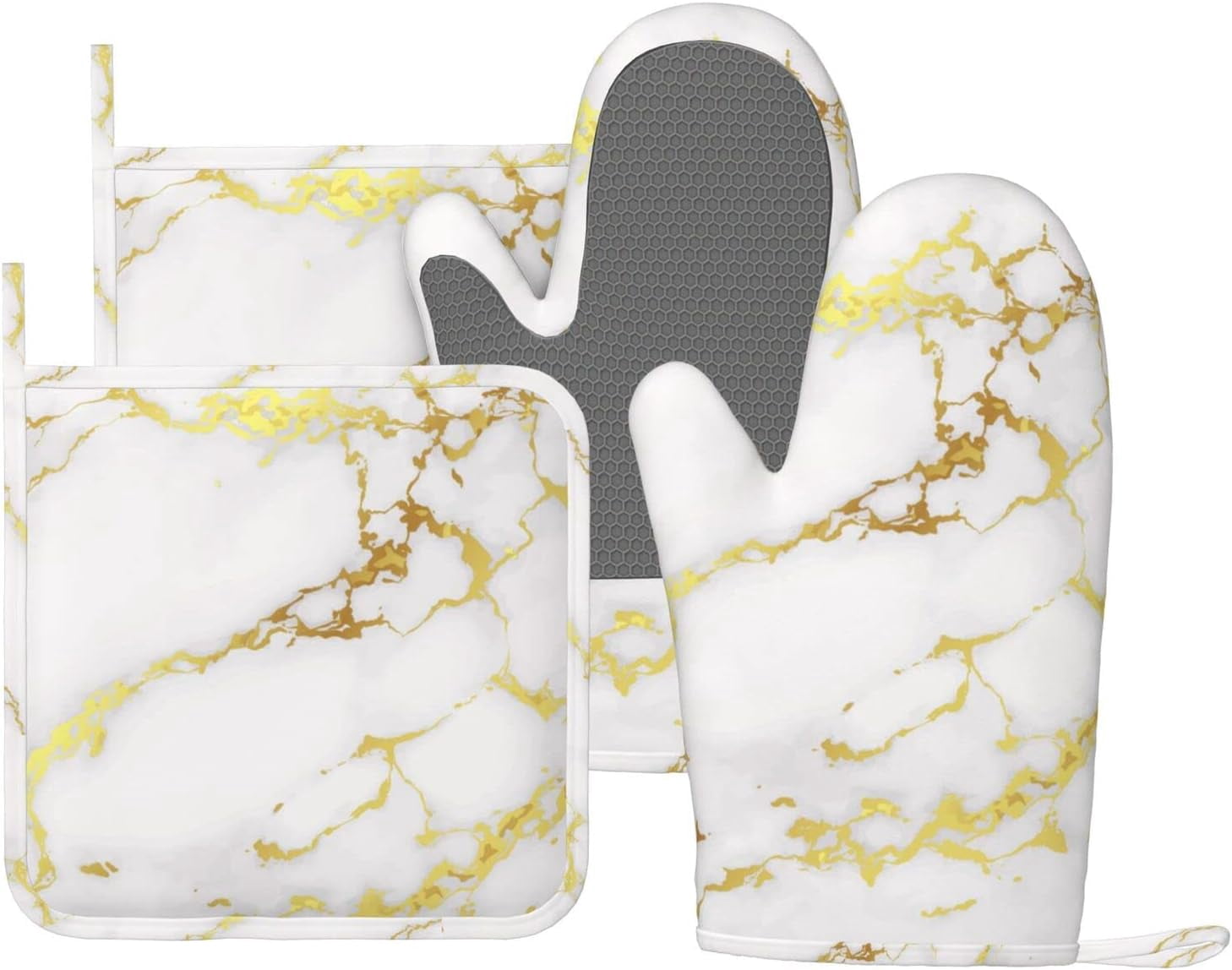 Silicone Oven Mitts Pot Holders Set Non-Slip Heat Resistant Kitchen Gloves Potholders 4 Pack Mitt