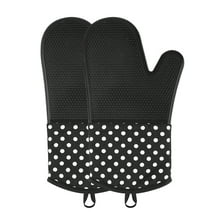 Silicone Oven Mitts, SIKITUT Extra Long Kitchen Oven Gloves, Professional Heat Resistant Baking Gloves, 1 Pair, Black