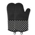 thumbnail image 1 of Silicone Oven Mitts, SIKITUT Extra Long Kitchen Oven Gloves, Professional Heat Resistant Baking Gloves, 1 Pair, Black, 1 of 7