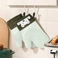 thumbnail image 1 of Silicone Oven Mitts Silicone Oven Gloves Heat Resistant Kitchen Mitts for Baking Cooking and Microwave Use(Green,2Pcs) Rkxzt, 1 of 8