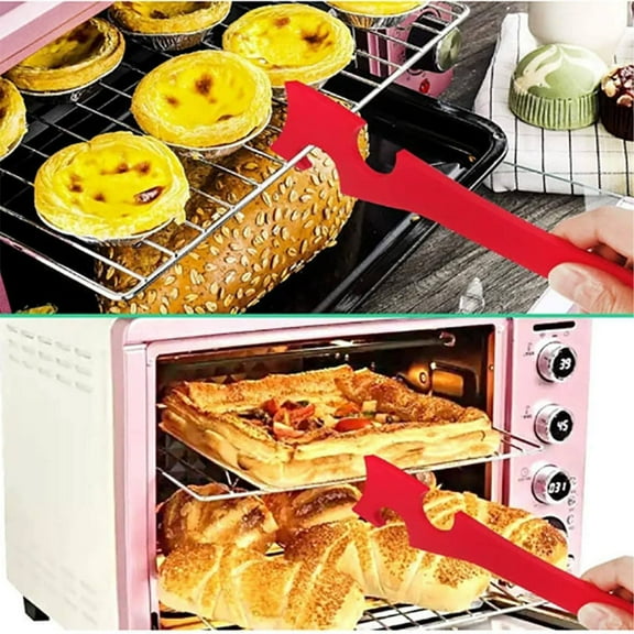Silicone Oven Rack Puller with Long Handle, 11'' Oven Rack Push Pull Tool, Prevent Scalding Shelf Puller Pusher for Air Fryer, Toaster, Oven & Small Kitchen Appliances, Kitchen Gadgets & Accessories