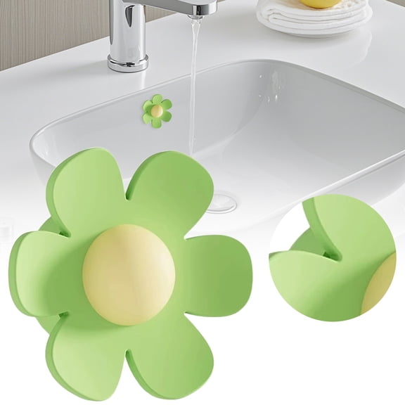Silicone Overflow Drain Cover for Bathroom Sink or Tub, Press to Fit Basin Hole Plug Replacement to Stop Water Leakage and Odors, Flexible Drain Cover No Tools, Green, By Tanuke store