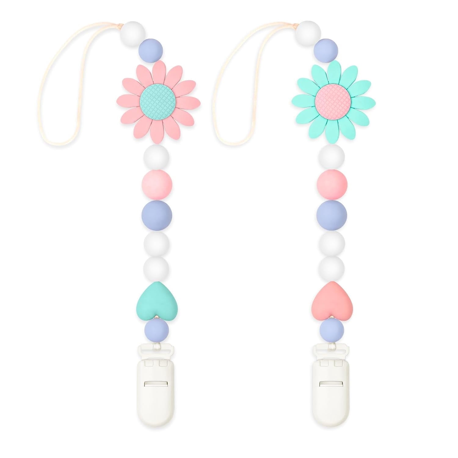 Silicone Pacifier Clip, 2 Pack Pacifier Holder for Boys and Girls ...