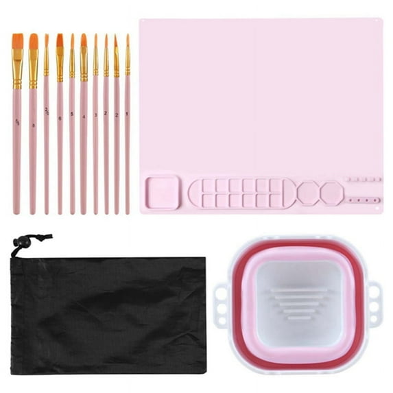 Silicone Painting Mat,Silicone Art Mat, Art Mat with Cup, Easy Clean Up, Protects Surfaces Perfectly. for Paint, Color