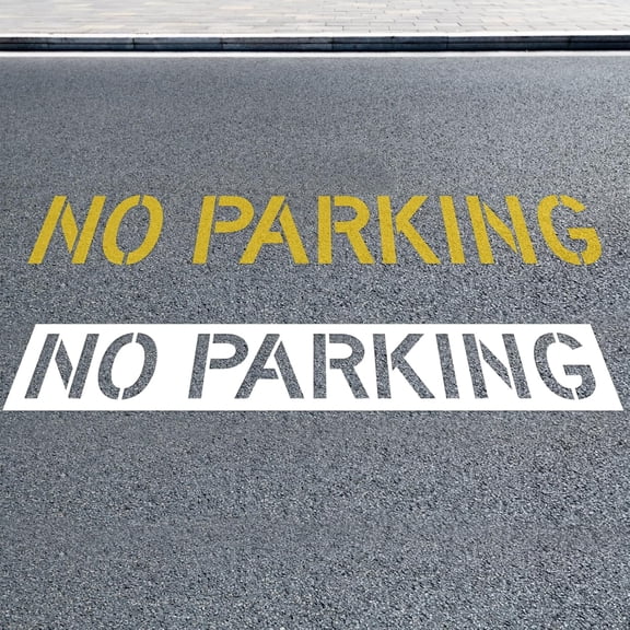 Silicone No Parking Stencil, 11.8" Parking Lot Stencil Reusable Foldable Curbs Painting Template, Pavement Marking Templates for Asphalt Concrete Signs, 16"x89"