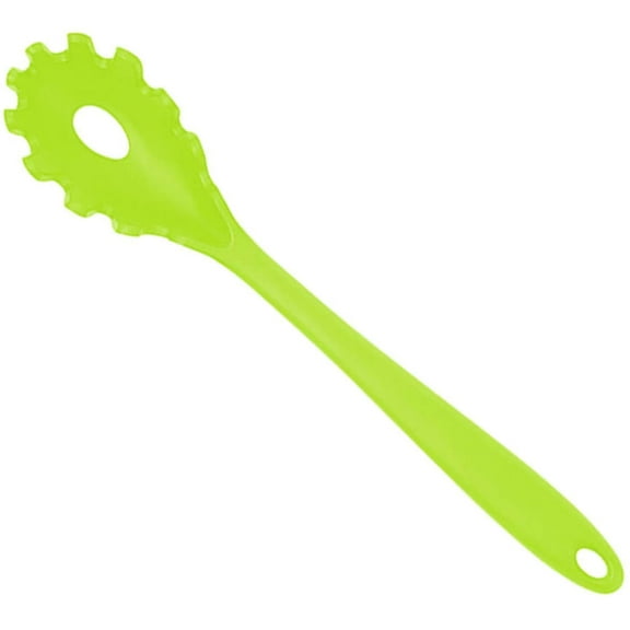 Silicone Pasta Fork (11.2"), High Heat Resistant to 480F, Food Grade Pasta Spoon, BPA Free, Spaghetti Strainer & Server Spoon (Noodle Spoon,Green)