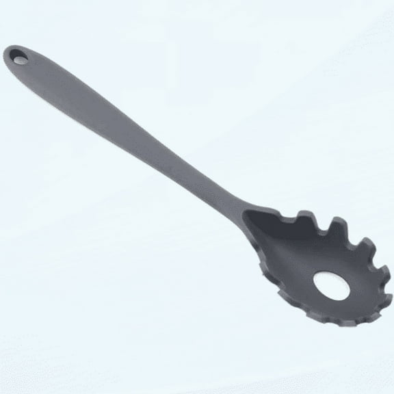Silicone Pasta Fork, 11.5" High Heat Resistant, Hygienic Design, Spaghetti Strainer & Server Spoon (Gray)
