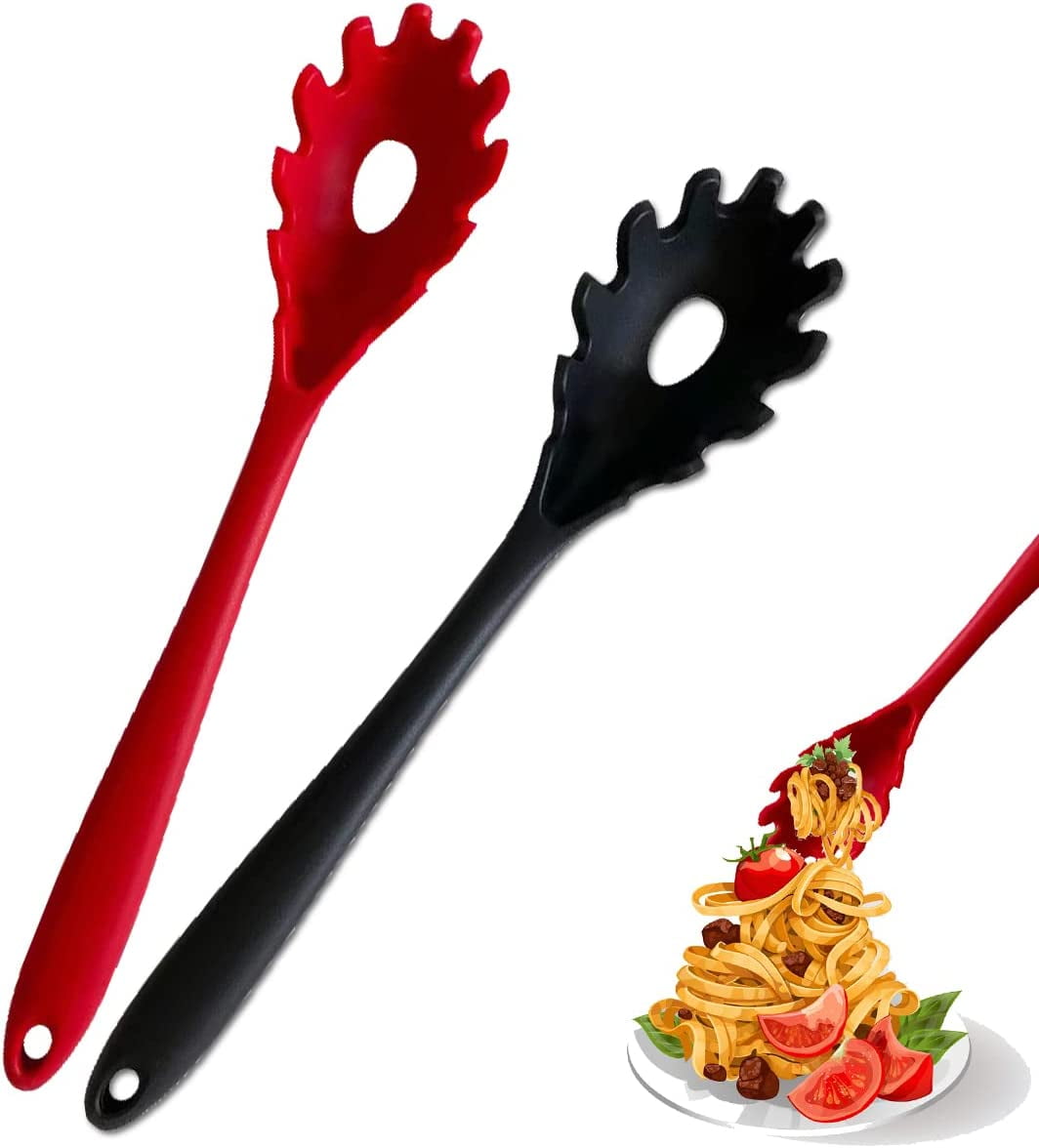 SHEIN Basic living 1Pc Silicone Pasta Spaghetti Fork for Kitchen,Pasta Spoon  with Stainless Steel Handle, , Spaghetti Strainer & Server Spoon, Heat  Resistant Cooking Tools