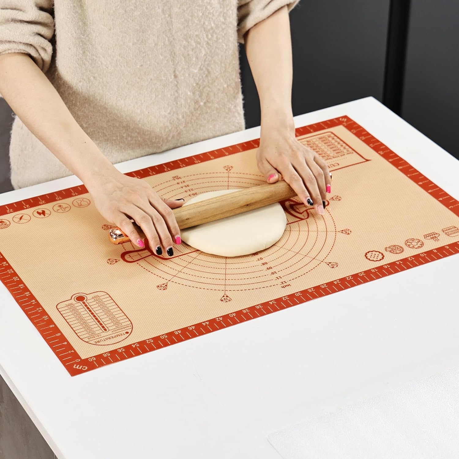 Silicone Pastry Mat Extra Large with Measurements for Reusable, Non ...