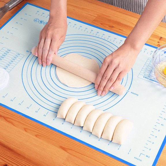 Silicone Pastry Mat Extra Thick Non Stick Baking Mat, Fondant Mat,Counter Mat,Dough Rolling Mat, Oven Liner, Pie Crust Mat (16''(W)*24''(L), Blue)
