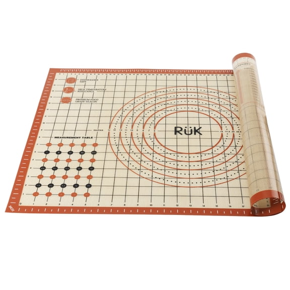 Silicone Pastry Mat with Measurements, RUK Large Thick Non Stick Silicone Baking Fondant Mat Counter Mat, Dough Rolling Mat Pie Crust, Pizza and Cookies, Premium Kneading Mat (16 x 26Inch)