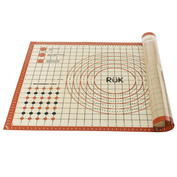 Silicone Pastry Mat with Measurements, RUK Large Thick Non Stick Silicone Baking Fondant Mat Counter Mat, Dough Rolling Mat Pie Crust, Pizza and Cookies, Premium Kneading Mat (20 x 28Inch)