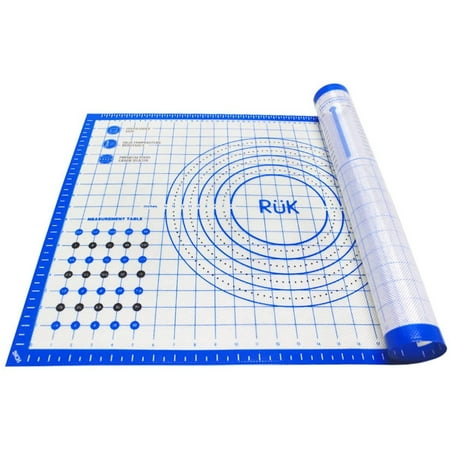 Silicone Pastry Mat with Measurements, RUK Large Thick Non Stick Silicone Baking Fondant Mat Counter Mat, Dough Rolling Mat Pie Crust, Pizza and Cookies, Premium Kneading Mat (24 x 36 Inch)