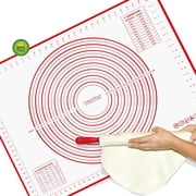 Silicone Pastry Mat - Walfos Non-Stick Baking Mat Fondant Mat with Measurement, Non-Slip Rolling Mat, Perfect for Rolling Dough, Cookie & Baking (23.6" x 15.7", Red)