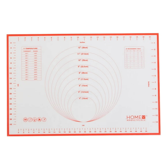 Silicone Pastry Mat by Home Marketplace, Non-Slip Dough Mat with Measurements and Conversion Charts for Pastry Rolling, 24” x 15 ¾”