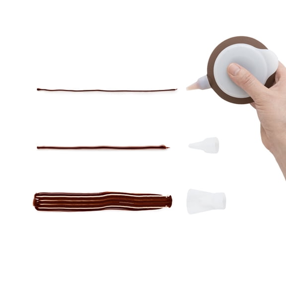 Silicone Pastry Squeeze Bottle and Icing Decorating Pen, 3.5-Inch Round Cupcake Decorating Tool with Precision Nozzle, Heat-Resistant Cream &Sauce Dispenser for Baking, Dessert Garnish,and Condiments