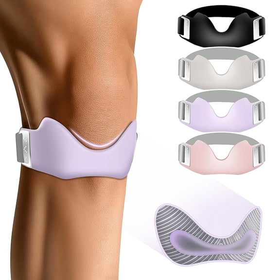 Silicone Patellar Tendon Support Strap 2 Pack, Adjustable Non-Slip Patella Band Stabilizer Knee Brace for Running, Hiking, Jumpers Knee, Tendonitis, Basketball, Volleyball, Squats
