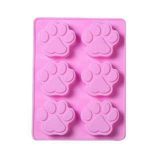 QUMENEY Dog Paw Silicone Molds, 2pcs Dog Treat Molds Puppy Paw Mold Silicone Cat Pet Baking Moulds, Non Stick Dog Ice Mold for Candy Cookie Jelly