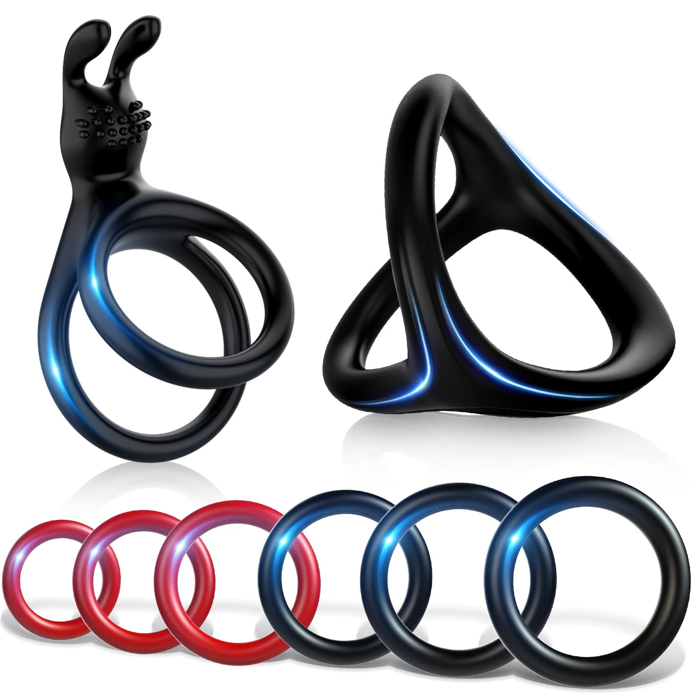 Silicone Penis Ring Set Sex Toys for Men, 8 PCS Mens Rings Penis Sleeve Shaft, Soft Stretchy Male Sex Toys, Adult Toys