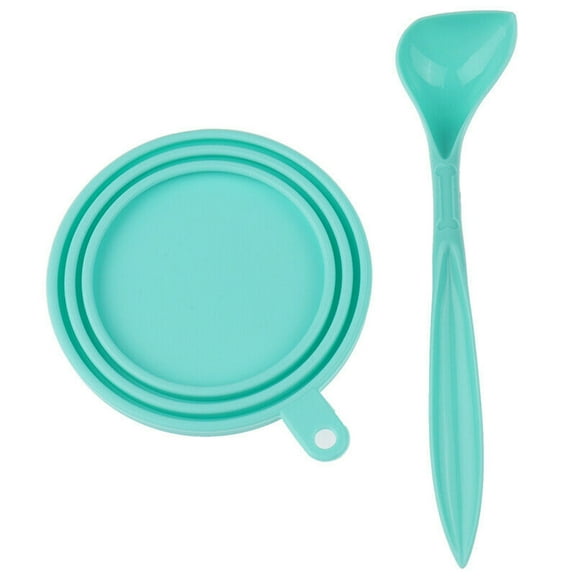 Silicone Pet Food Can Covers, Universal Size Cat Dog Can Lids with Spoons, Airtight Seal for 3oz/5.5oz/12oz Cans, BPA Free Dishwasher Safe (Blue & Green) Clearance!