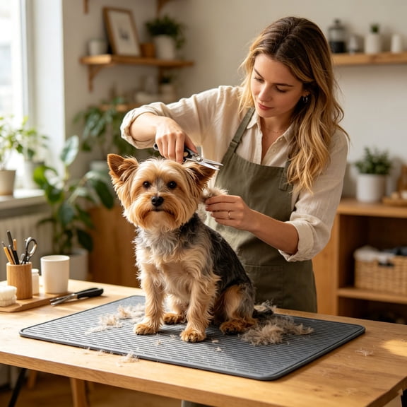 Silicone Pet Grooming Mat â Non- Feeding Tray for Cats & Dogs â Waterproof Anti-Spill Floor Protector for Home & Table(Grey-XL)